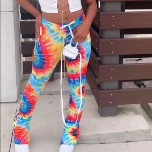 Red tie dye pants